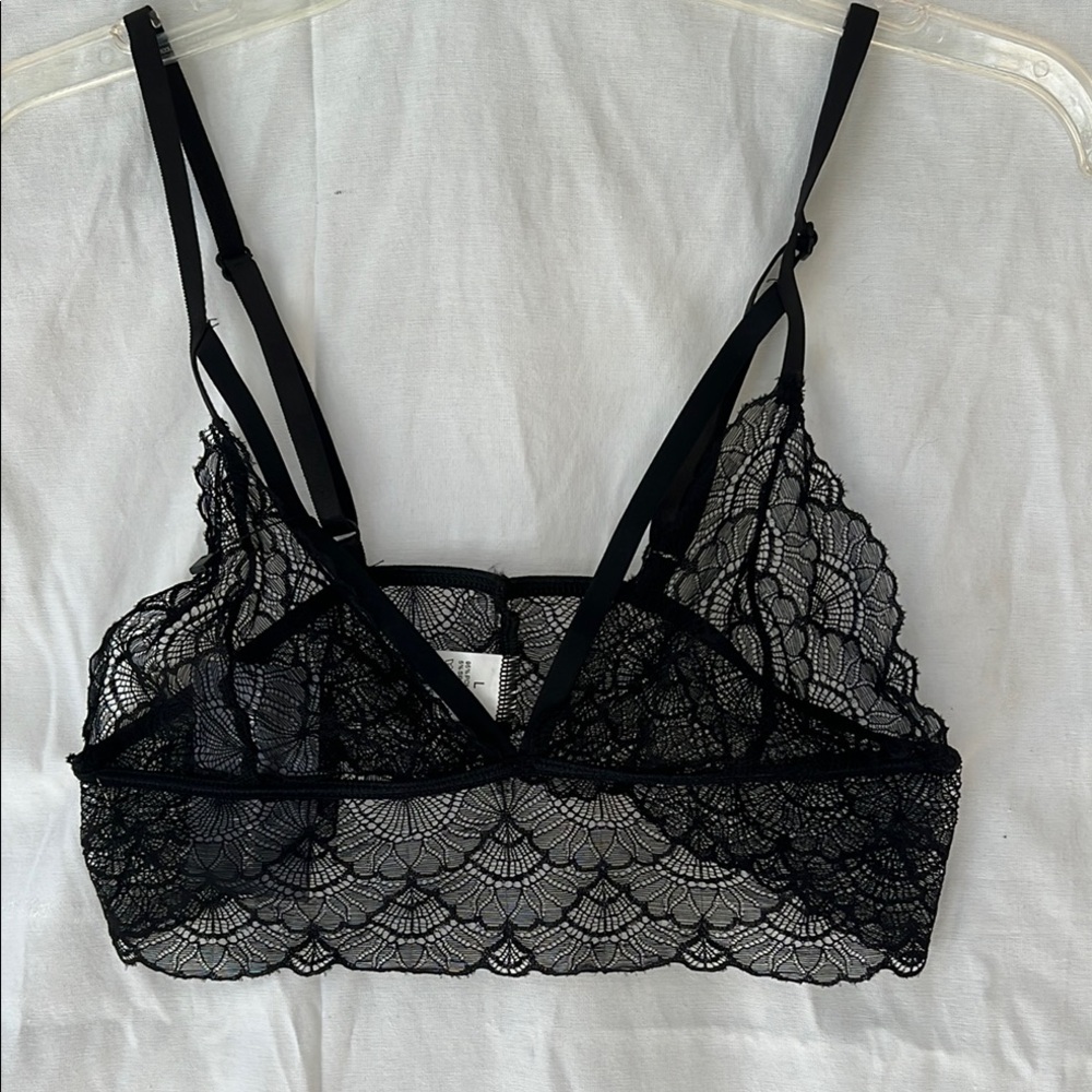 Black Lace Triangle Bralette with Adjustable Straps
